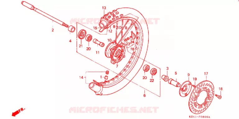 VOORWIEL (CR125RL/M) Honda MOTO 125 CR 1990  CR125RL