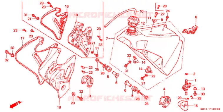 BENZINE TANK (CR125RP/R/S/T/V) Honda MOTO 125 CR 1996  CR125RT