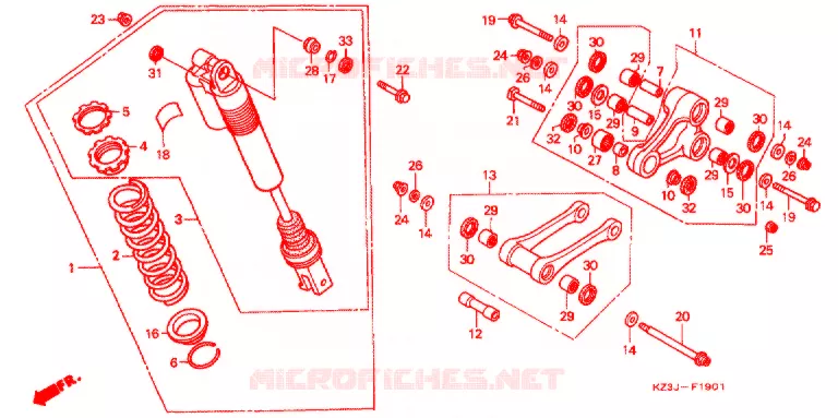 ACHTER SCHOKBREKER (CR250RW/RX) Honda MOTO 250 CR 1998  CR250RW