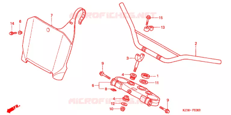 HENDEL PIJP/BOVENSTE BRUG/ STURING STANG Honda MOTO 250 CR 2000  CR250RY