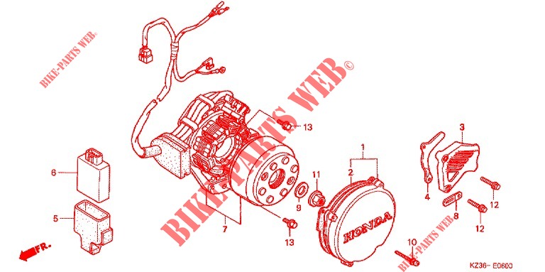 ZWAAI ARM/ LINKS KRUKAS AFDEKKING voor Honda CR 250 R 2000