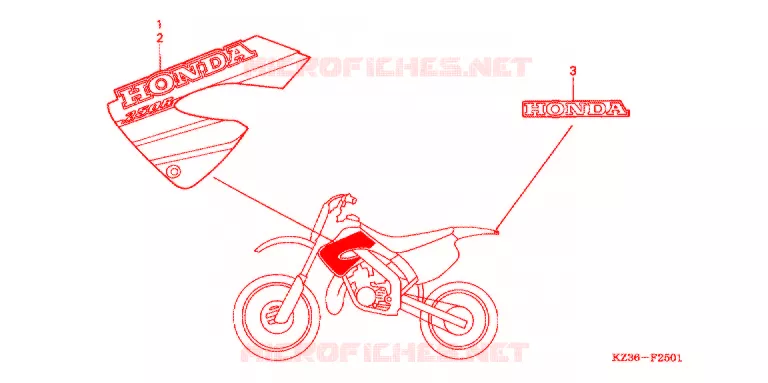 EMBLEEM/STREEP (2) Honda MOTO 250 CR 2001  CR250R1