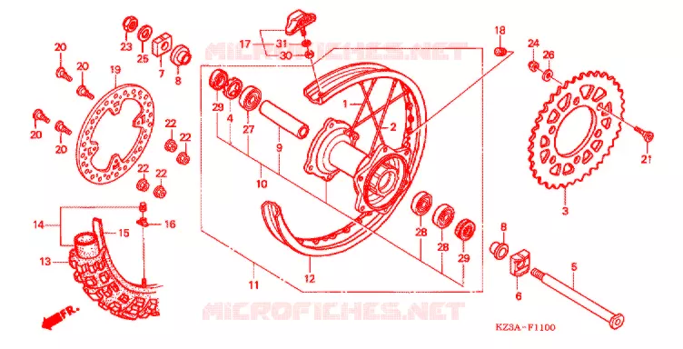ACHTER WIEL Honda MOTO 250 CR 2003  CR250R3