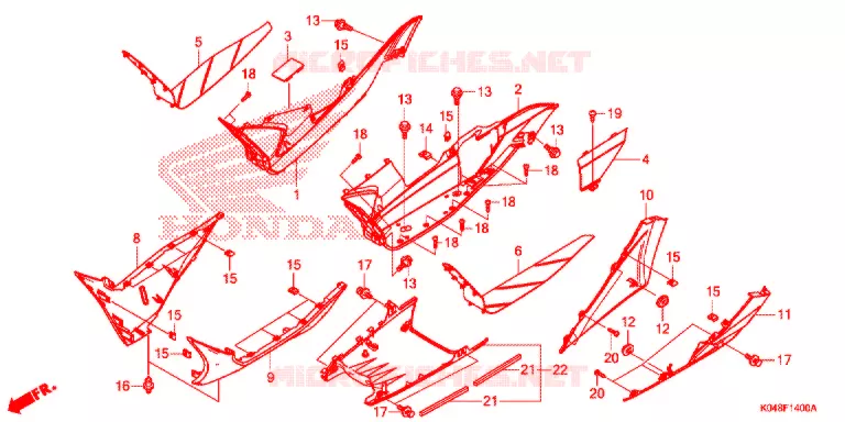 ZIJDE ROK/MIDDEN AFDEKKING Honda SCOOTER 300 FORZA 2015  NSS300AD