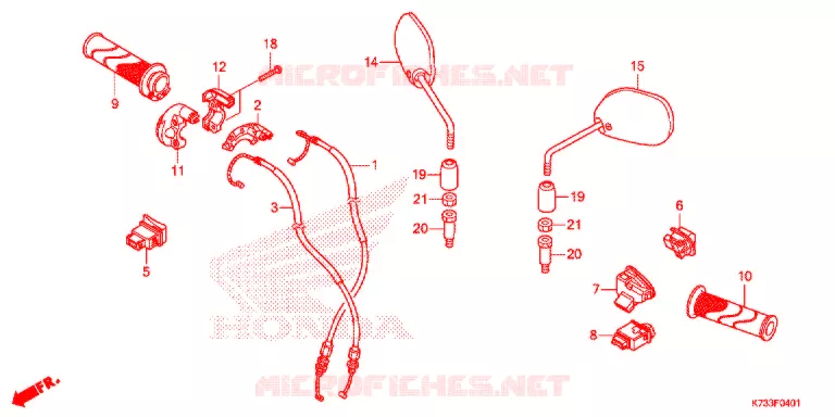 HENDEL SCHAKELAAR - KABEL - SPIEGELS (AFS125MSF/CSFK) Honda MOTO 125 WAVE 2019  AFS125CSFK