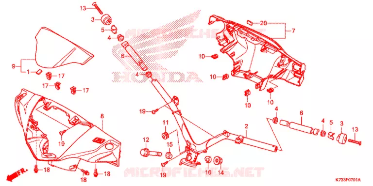 STUUR -  HENDEL AFDEKKING (AFS125MSF/CSFK) Honda MOTO 125 WAVE 2019  AFS125CSFK