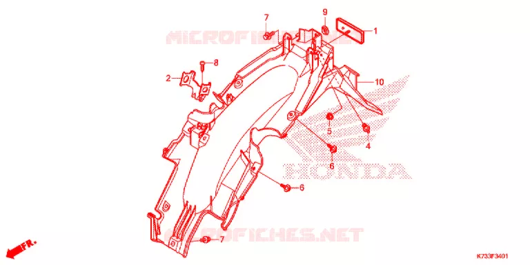 ACHTERSPATBORD  (AFS125MSF/CSFK) Honda MOTO 125 WAVE 2019  AFS125MSFK