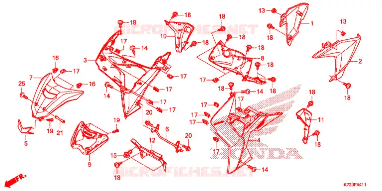 VOORKAP / BEENSCHERM (AFS125MSF/CSFK) Honda MOTO 125 WAVE 2019  AFS125MSFK