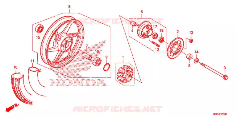 ACHTER WIEL (MOULURE/FREIN A TAMBOUR) Honda MOTO 110 ACE 2019  CG110SHK