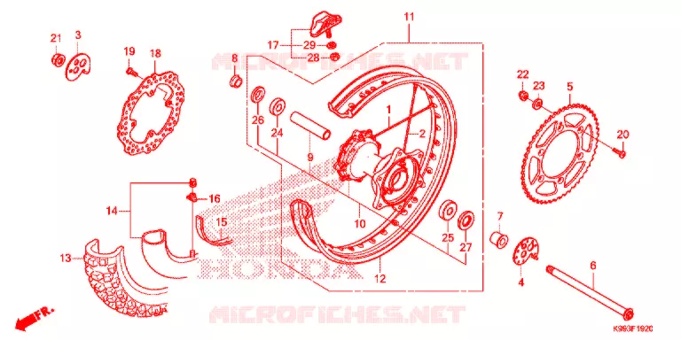 ACHTER WIEL Honda MOTO 250 CRF 2019  CRF250FK