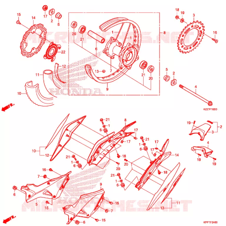 ACHTER WIEL Honda MOTO 250 CRF 2021  CRF250LAK
