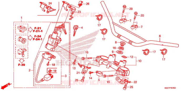 HENDEL PIJP/BOVENSTE BRUG/ STURING STANG Honda MOTO 250 CRF 2019  CRF250RLK