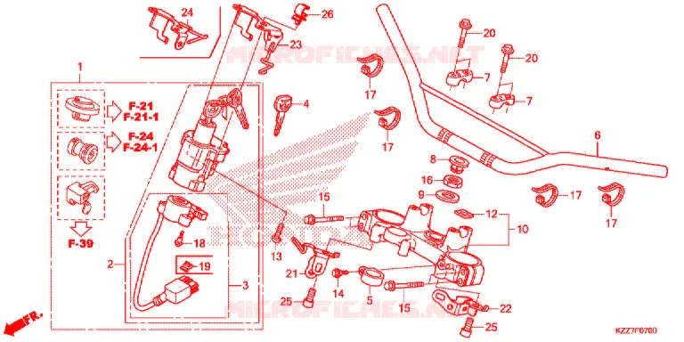 HENDEL PIJP/BOVENSTE BRUG/ STURING STANG Honda MOTO 250 CRF 2021  CRF250RLK