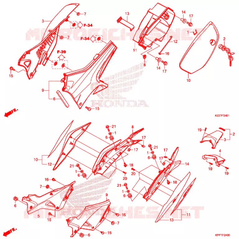 ZIJ-AFDEKKING (CRF250RL/RLA) Honda MOTO 250 CRF 2018  CRF250RLK