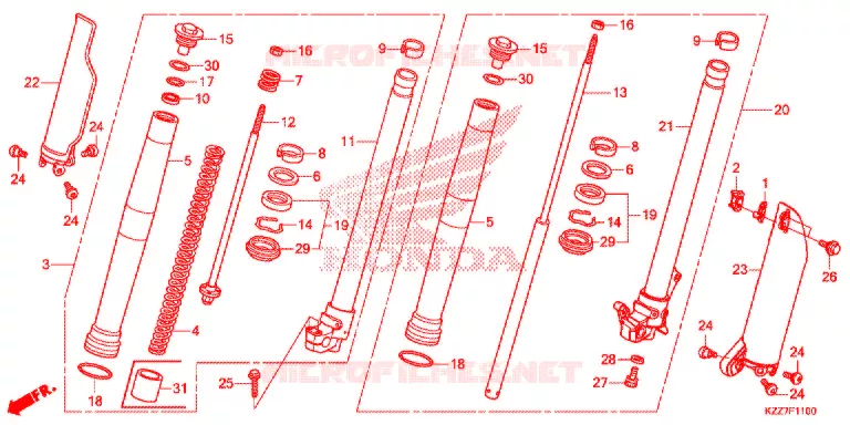 VOOR VORK Honda MOTO 250 CRF 2019  CRF250RLK