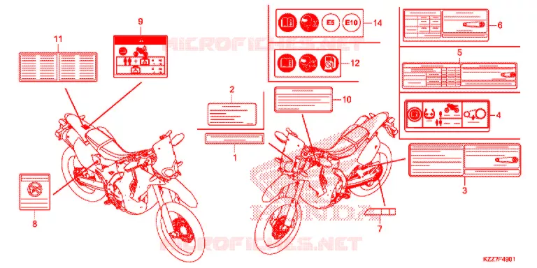 WAARSCHUWINGSLABEL (CRF250RL/RLA) Honda MOTO 250 CRF 2019  CRF250RLK