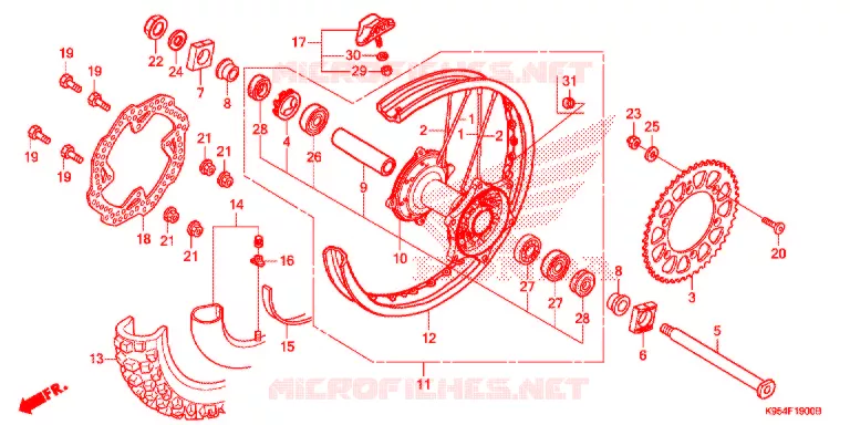 ACHTER WIEL Honda MOTO 250 CRF 2020  CRF250RL