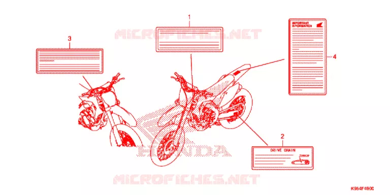 WAARSCHUWINGSLABEL Honda MOTO 250 CRF 2020  CRF250RL