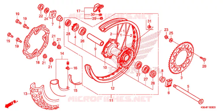 ACHTER WIEL Honda MOTO 250 CRF 2020  CRF250RXL