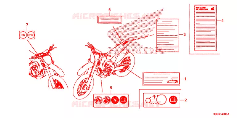 WAARSCHUWINGSLABEL Honda MOTO 250 CRF 2021  CRF250RXL