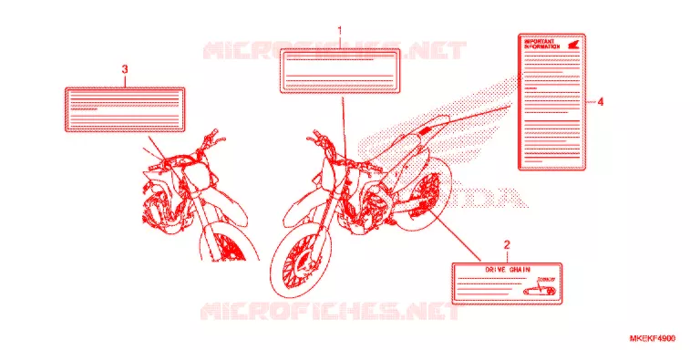 WAARSCHUWINGSLABEL Honda MOTO 450 CRF 2020  CRF450RXL