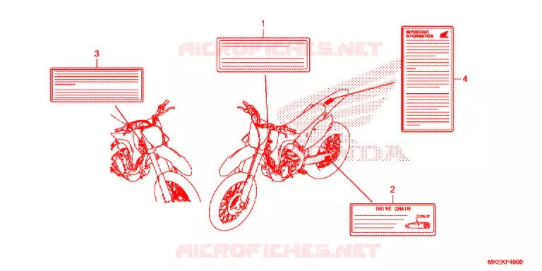 WAARSCHUWINGSLABEL Honda MOTO 450 CRF 2020  CRF450RXL
