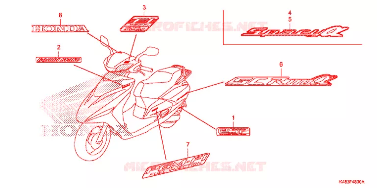 EMBLEEM/STREEP Honda SCOOTER 110 SPACY 2019  SCR1105WHK