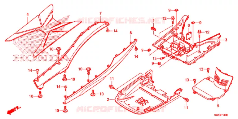 ZIJDE ROK/MIDDEN AFDEKKING Honda SCOOTER 110 SPACY 2019  SCR1105WHK