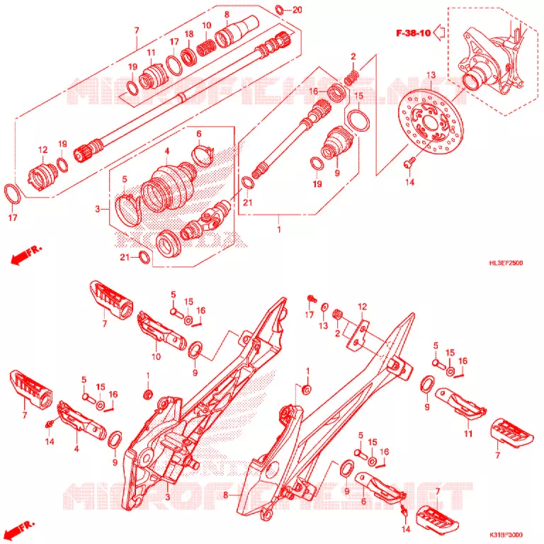 ACHTER VORK/PROPELLERAS(2) Honda ATV 700 PIONEER 2020  SXS700M2PL