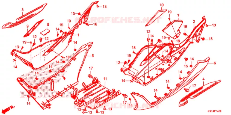ZIJDE ROK/MIDDEN AFDEKKING Honda SCOOTER 150 PCX 2019  WW150AK_A