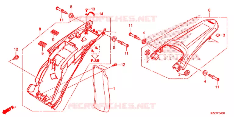 ACHTER STROOMLIJNKAP Honda MOTO 250 CRF 2019  CRF250RLAK