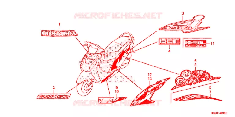 EMBLEEM/STREEP Honda SCOOTER 110 ACTIVA 2017  SCV110HF