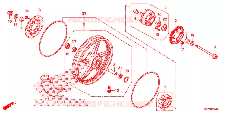 ACHTER WIEL (AFP125CRF) Honda MOTO 125 DASH 2019  AFP125CRFK