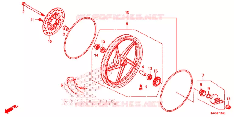 VOOR WIEL Honda MOTO 125 DASH 2018  AFP125CSFK