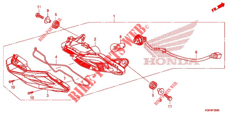 ACHTERLICHT/KENTEKEN LICHT voor Honda RS 150 R 2019