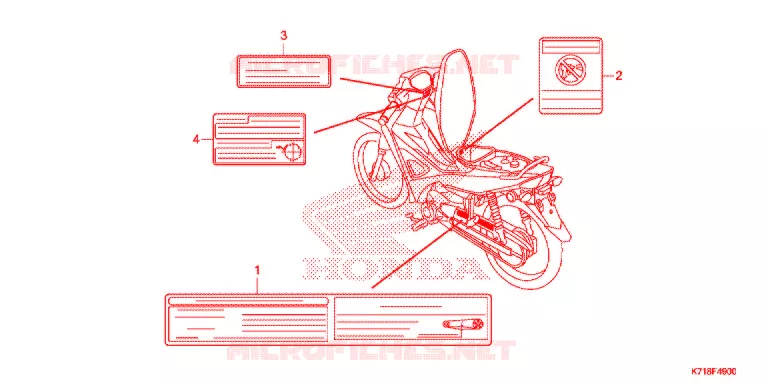 WAARSCHUWINGSLABEL Honda MOTO 110 WAVE 2019  AFS110MCSK