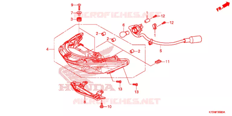ACHTERLICHT/KENTEKEN LICHT Honda MOTO 125 WAVE 2020  AFS125MCRK