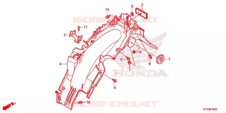 ACHTERSPATBORD  (AFS125MCSK/MCRK) Honda MOTO 125 WAVE 2019  AFS125MCRK