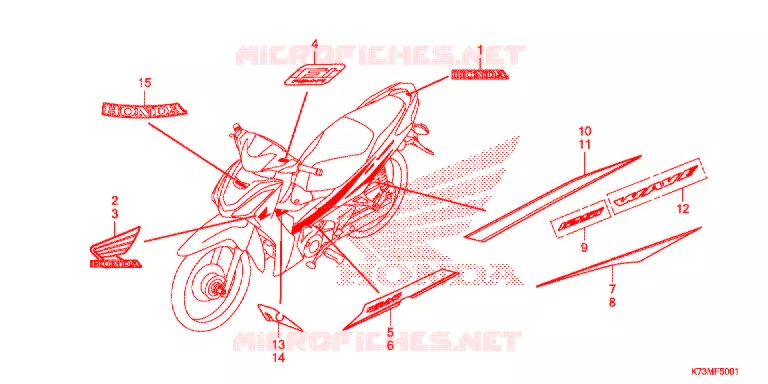 EMBLEEM/STREEP (AFS125MCSK/MCRK) Honda MOTO 125 WAVE 2018  AFS125MCRK
