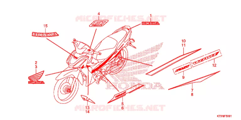 EMBLEEM/STREEP (AFS125MCSK/MCRK) Honda MOTO 125 WAVE 2019  AFS125MCSK