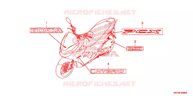 EMBLEEM/STREEP Honda SCOOTER 150 PCX 2018  WW150HVJ