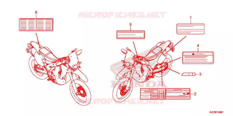 WAARSCHUWINGSLABEL (CRF250RL/RLA) Honda MOTO 250 CRF 2019  CRF250RLK