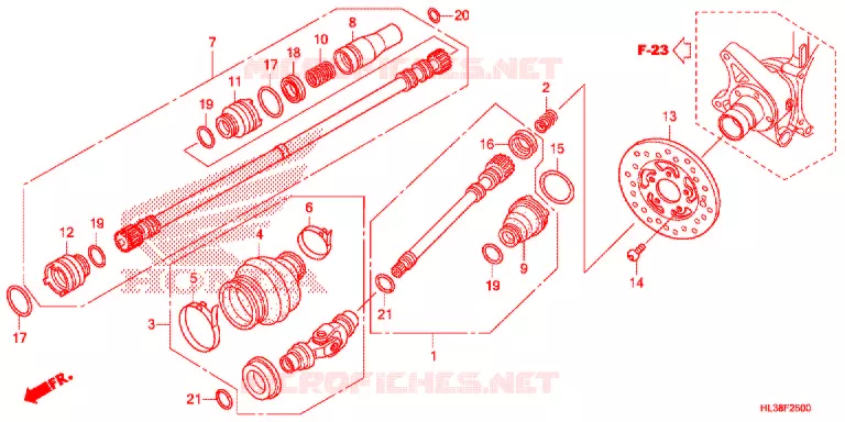 ACHTER VORK/PROPELLERAS(2) Honda ATV 700 PIONEER 2020  SXS700M2DL