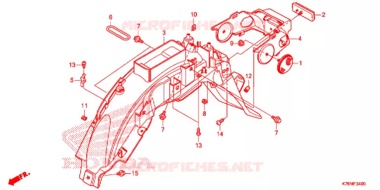 ACHTER STROOMLIJNKAP Honda MOTO 110 EX5 2019  NBC110MCDK