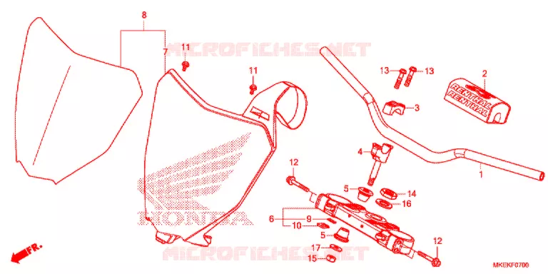 HENDEL PIJP/BOVENSTE BRUG/ STURING STANG Honda MOTO 450 CRF 2019  CRF450RWEK