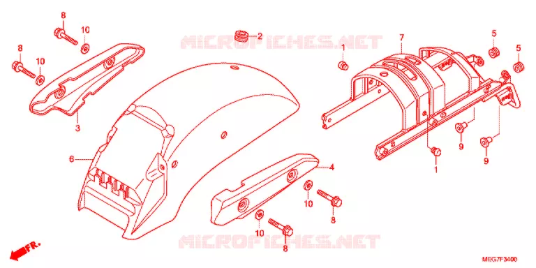 ACHTERSPATBORD  (VT750C2B/C2S) Honda MOTO 750 SHADOW 2012  VT750C2SB