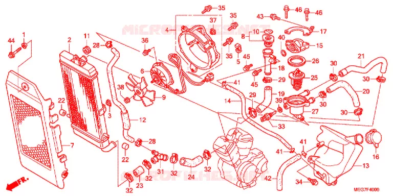 RADIATOR (VT750C2B/C2S/CS/C/CA) Honda MOTO 750 SHADOW 2012  VT750C2SB